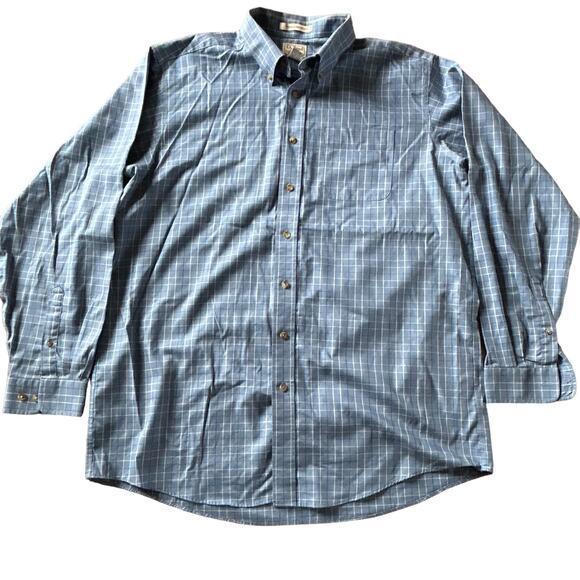 LL Bean Men's Blue Plaid Long Sleeve Button Down Wrinkle Resistant - XL Tall - Picture 2 of 7
